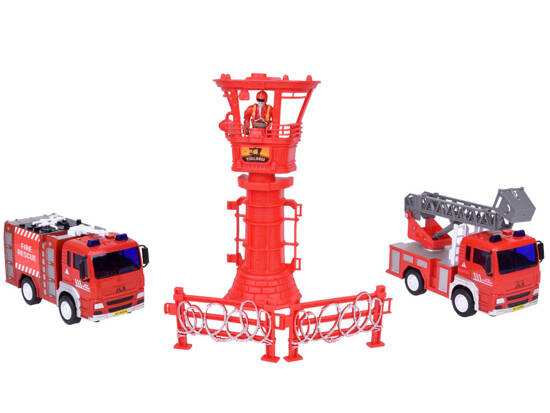 Large set Fire trucks with sound + Fire brigade helmet ZA5146