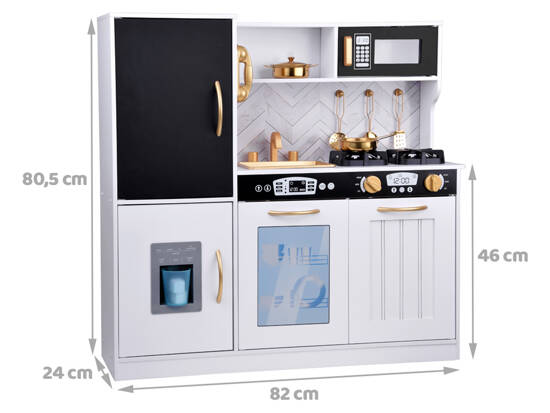 Large wooden kitchen for children, fridge, oven, ice maker, sink ZA5269