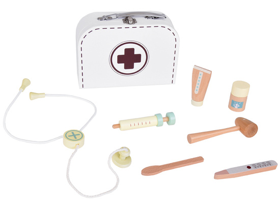 Little Doctor Wooden Medical Kit Stethoscope Syringe Suitcase ZA5263