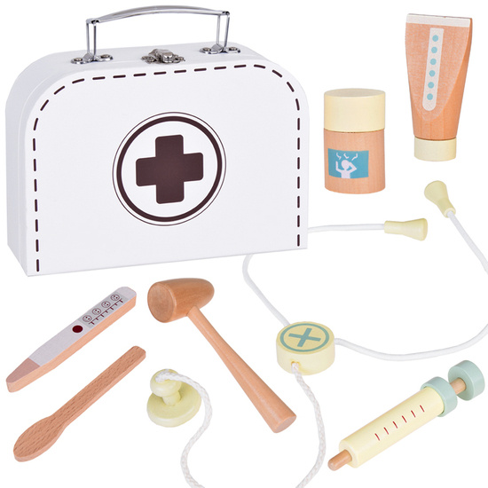 Little Doctor Wooden Medical Kit Stethoscope Syringe Suitcase ZA5263