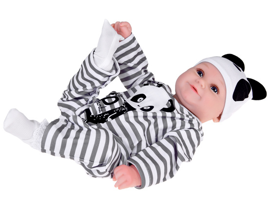 Lovely soft Boy Doll 45cm lifelike dressed in Panda overalls ZA5358