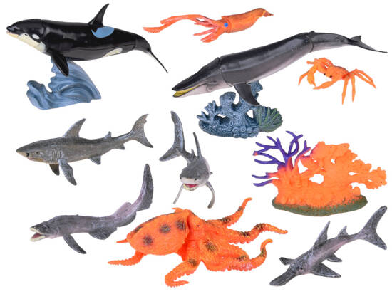 MARINE ANIMALS SERIES Set of figures: shark, crab, killer whale, octopus ZA5175