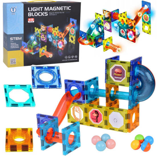 Magnetic blocks, 49 pieces. Illuminated blocks for children ZA5250