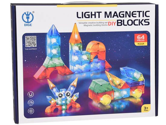 Magnetic blocks 64-pieces Illuminated magnetic blocks ZA5240