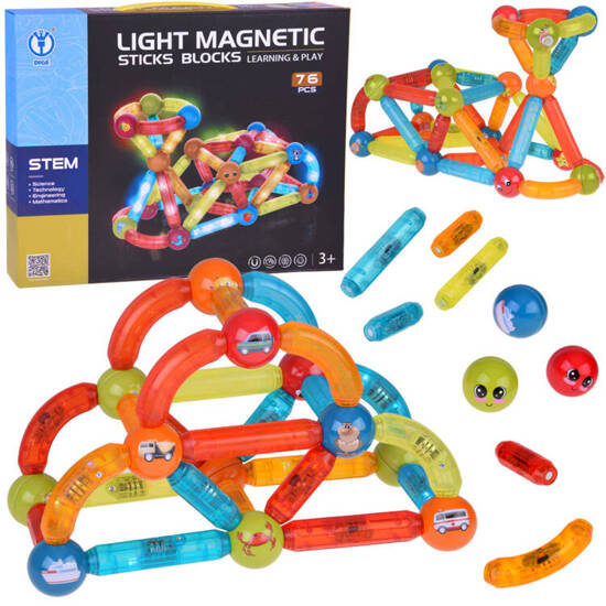 Magnetic blocks 76-pieces Illuminated blocks for children ZA5239