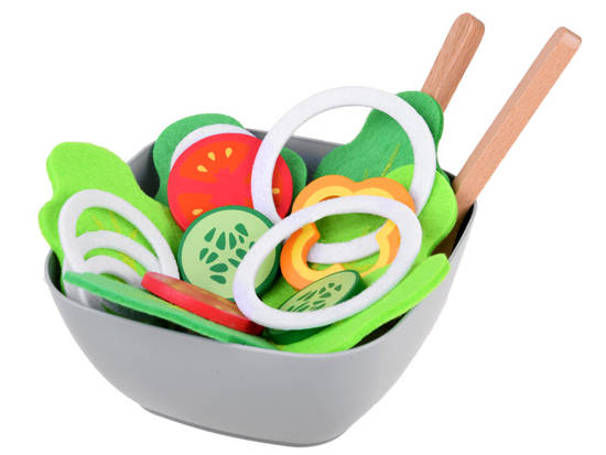 "Make a Salad" Set Green Salad Bowl Wooden Vegetables ZA4194