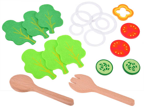 "Make a Salad" Set Green Salad Bowl Wooden Vegetables ZA4194