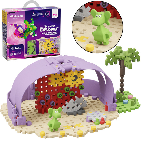 Marioinex Dragon Diplodocus and Scene Mini waffle blocks 148pcs + figure ZA5502