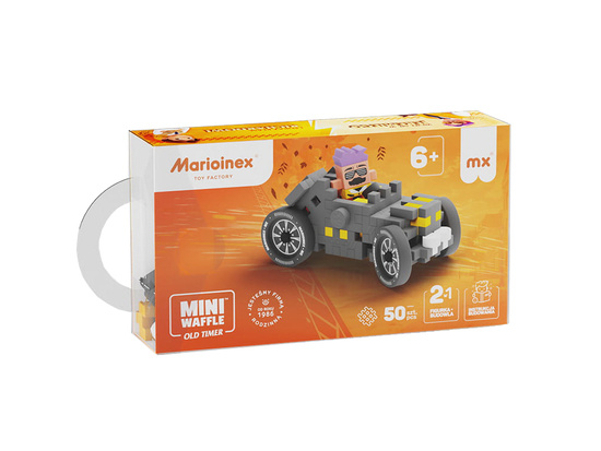 Marioinex Mini Waffle Blocks Gray Car 50 pcs + Figure ZA5521