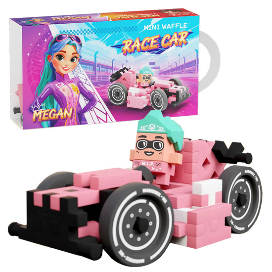 Marioinex Mini Waffle Blocks Pink Car 50 pcs + Figure ZA5524