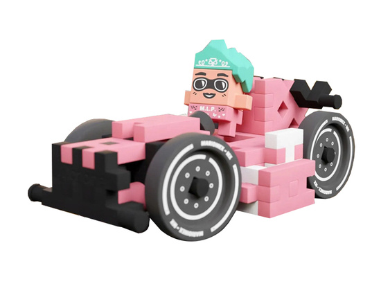 Marioinex Mini Waffle Blocks Pink Car 50 pcs + Figure ZA5524