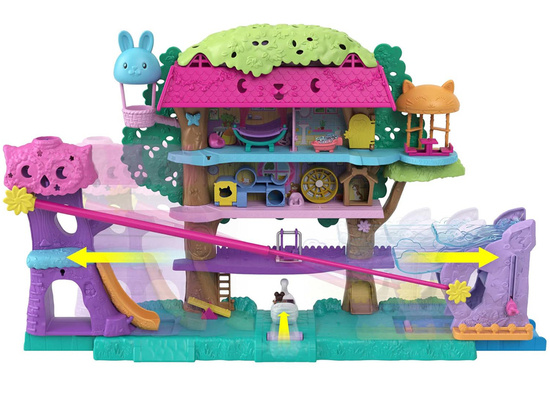 Mattel Polly Pocket Cute Tree House + Animal Dolls ZA5529