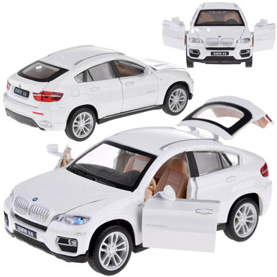 Metal car BMW X6 model scale 1:32 white SUV light sound ZA4606