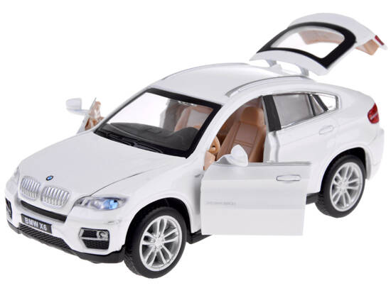 Metal car BMW X6 model scale 1:32 white SUV light sound ZA4606