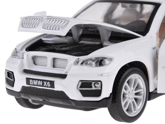 Metal car BMW X6 model scale 1:32 white SUV light sound ZA4606