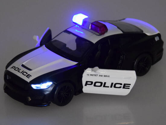 Metal car police Ford Shelby GT350 scale 1:32 lights beacons ZA4610