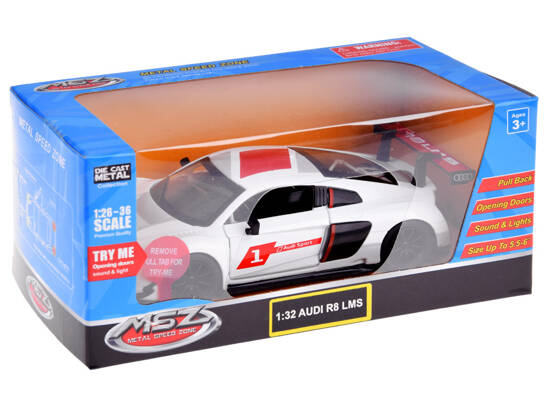 Metal car sports model Audi R8 LMS scale 1:32 sounds lights ZA4609