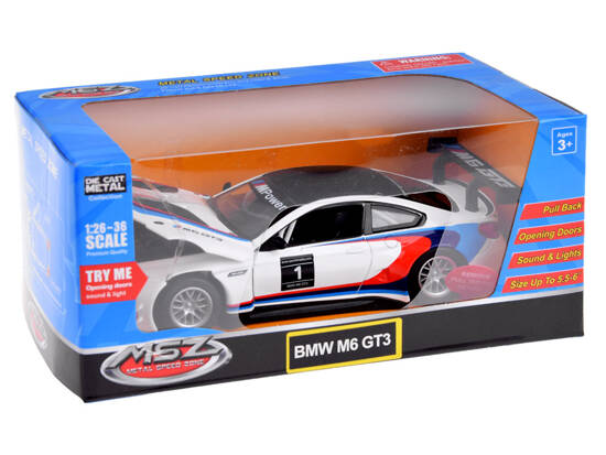 Metal car sports model BMW M6 GT3 scale 1:32 light sound ZA4613