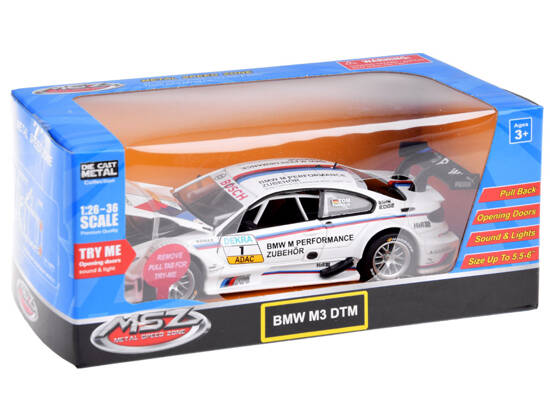 Metal sports car model BMW M3 DTM scale 1:32 sounds lights ZA4608