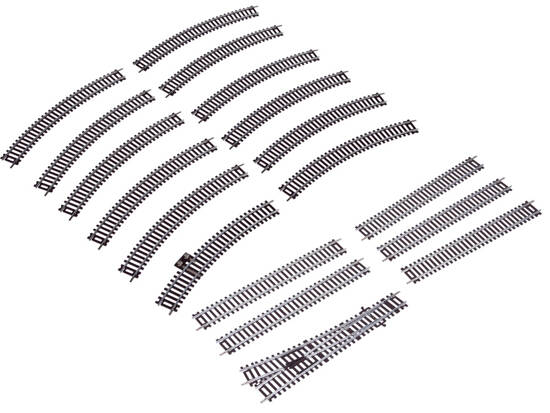 Metal tracks for the HO starter train, turns, siding, switch, 3m RC0644