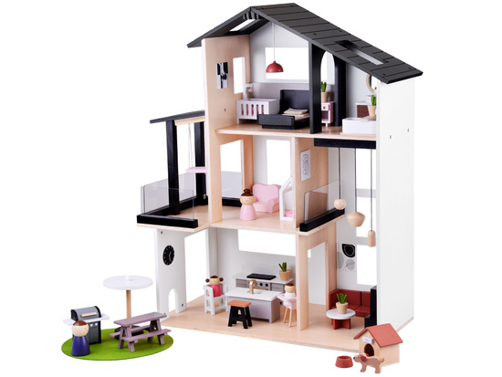 Modern Wooden Dollhouse in LOFT Style + dolls furniture ZA5073