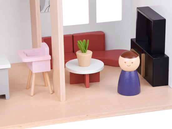 Modern Wooden Dollhouse in LOFT Style + dolls furniture ZA5073