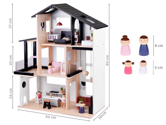 Modern Wooden Dollhouse in LOFT Style + dolls furniture ZA5073