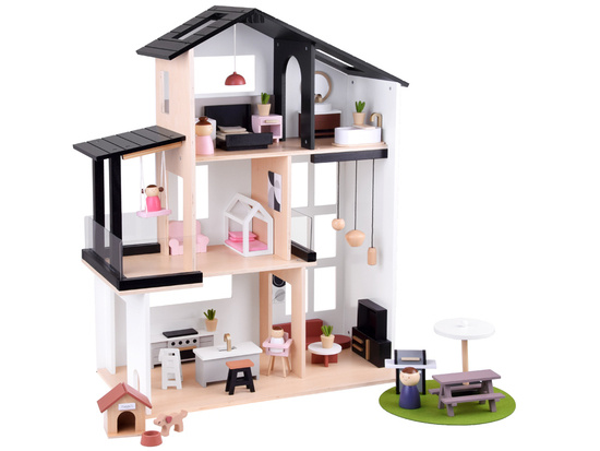 Modern Wooden Dollhouse in LOFT Style + dolls furniture ZA5073