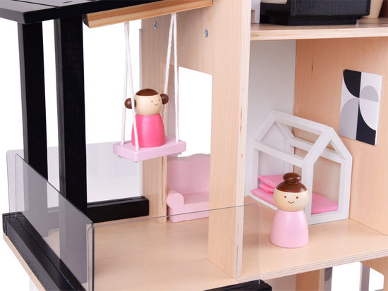 Modern Wooden Dollhouse in LOFT Style + dolls furniture ZA5073