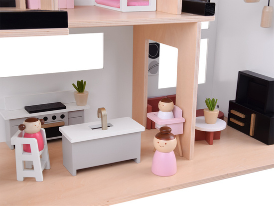 Modern Wooden Dollhouse in LOFT Style + dolls furniture ZA5073