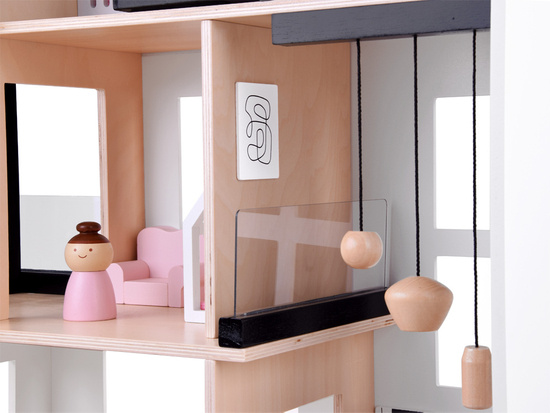 Modern Wooden Dollhouse in LOFT Style + dolls furniture ZA5073