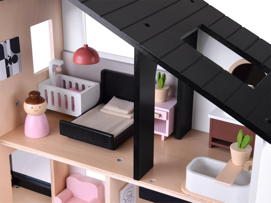 Modern Wooden Dollhouse in LOFT Style + dolls furniture ZA5073