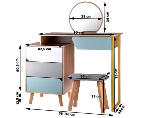 Modern stylish dressing table + mirror stool for girls ZA4828