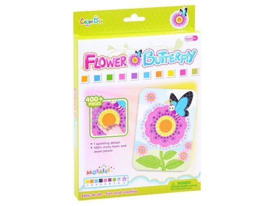 Mosaic cut-out flower with a butterfly sticker ZA3273