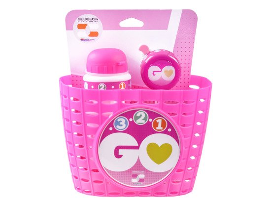 Pink basket set, bell, water bottle GO SP0617