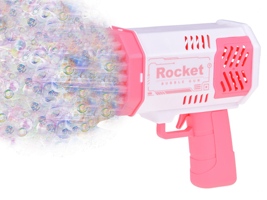 Pink bubble gun set, light + liquid for children ZA4976 RO