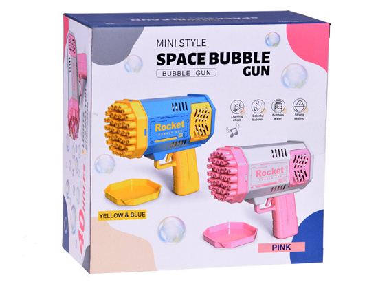 Pink bubble gun set, light + liquid for children ZA4976 RO