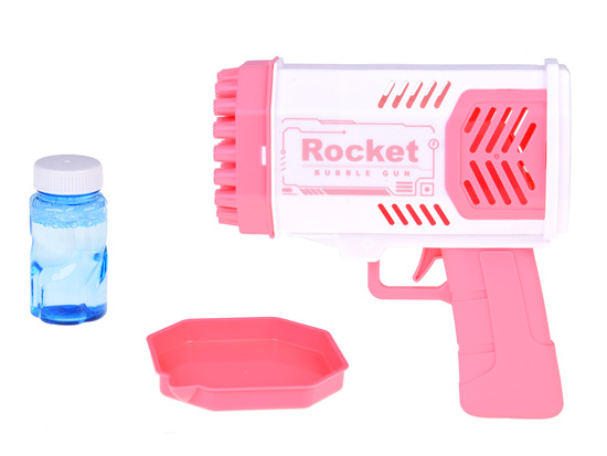 Pink bubble gun set, light + liquid for children ZA4976 RO