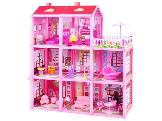 Pink house Large house + doll and furniture. Doll villa ZA3075