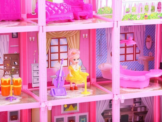 Pink house Large house + doll and furniture. Doll villa ZA3075