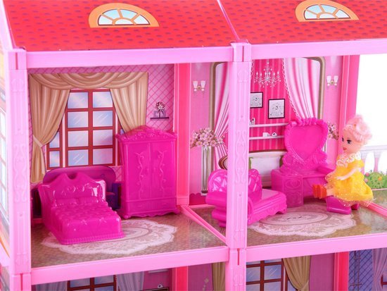 Pink house Large house + doll and furniture. Doll villa ZA3075