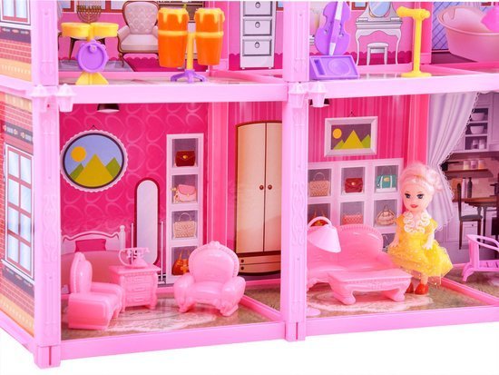 Pink house Large house + doll and furniture. Doll villa ZA3075