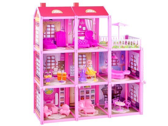 Pink house Large house + doll and furniture. Doll villa ZA3075