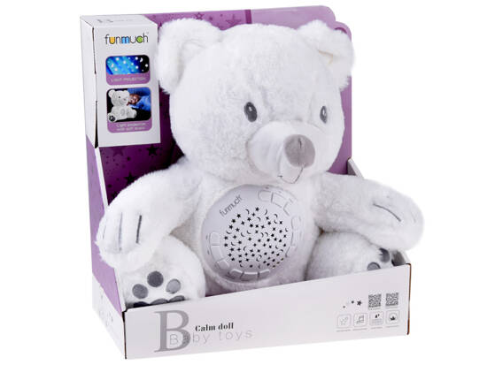 Plush projector white bear lullaby lamp for toddler ZA5289