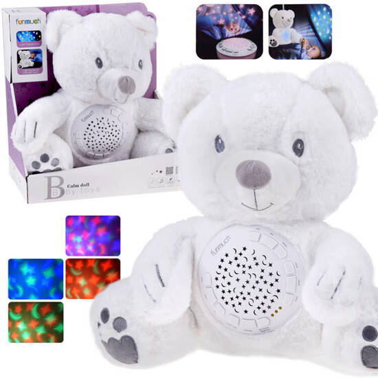 Plush projector white bear lullaby lamp for toddler ZA5289