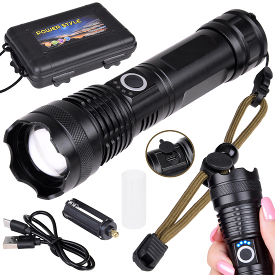 Powerful USB rechargeable LED flashlight, waterproof SP0799