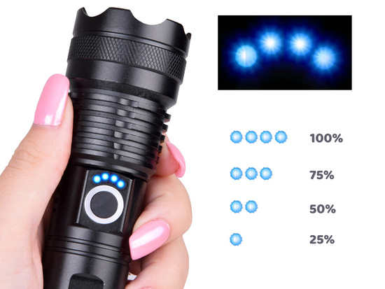 Powerful USB rechargeable LED flashlight, waterproof SP0799