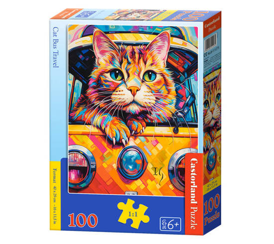 Puzzle 100 B-111275 Cat Bus Travel