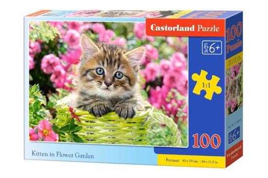 Puzzle 100 pieces Kitten in Flower Garden