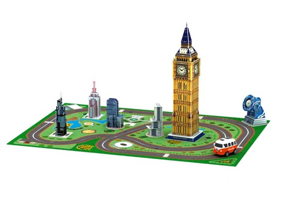 Puzzle 3D Eiffel Tower mat, Big Ben toy car ZA2536